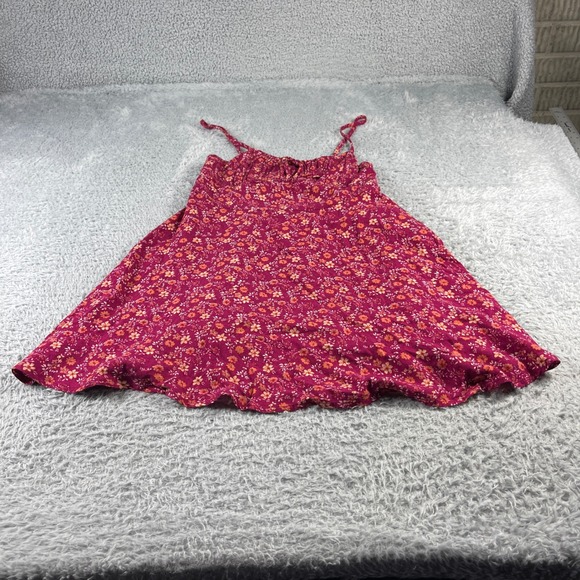 Selfie Leslie Dresses & Skirts - Selfie Leslie Magenta Floral Ruched Smocked Mini Dress Pink Orange Womens Medium